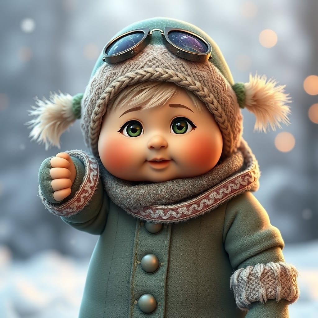 Adorable Cabbage Patch Kid in Winter Wonderland