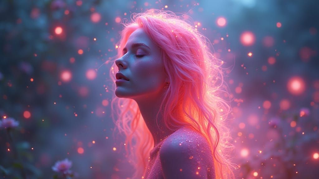 Luminous Aura in Ethereal Landscape, Digital Art