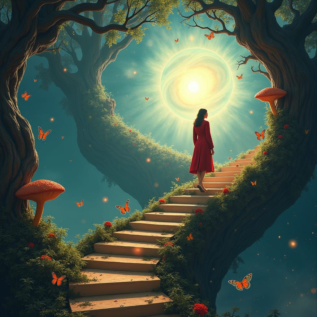 Staircase Between Worlds in Spherical Dome