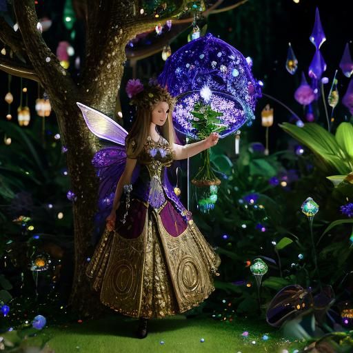 Enchanted Garden: Anthropomorphic Plants Dancing in Moonligh...