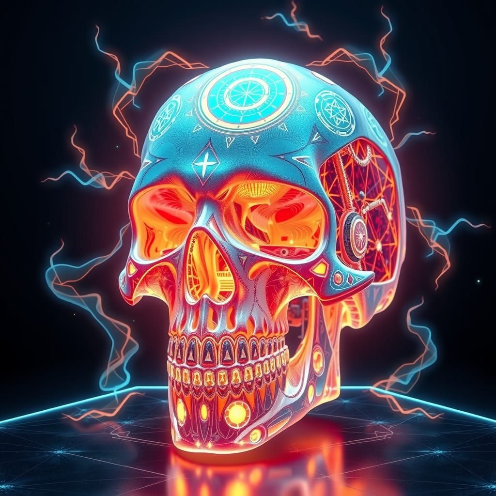 Hi-Tech Crystal Skull in Detailed Matte Painting Style