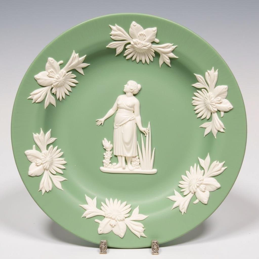 Jasperware Inspired Rose Embossed in Soft Sea Green