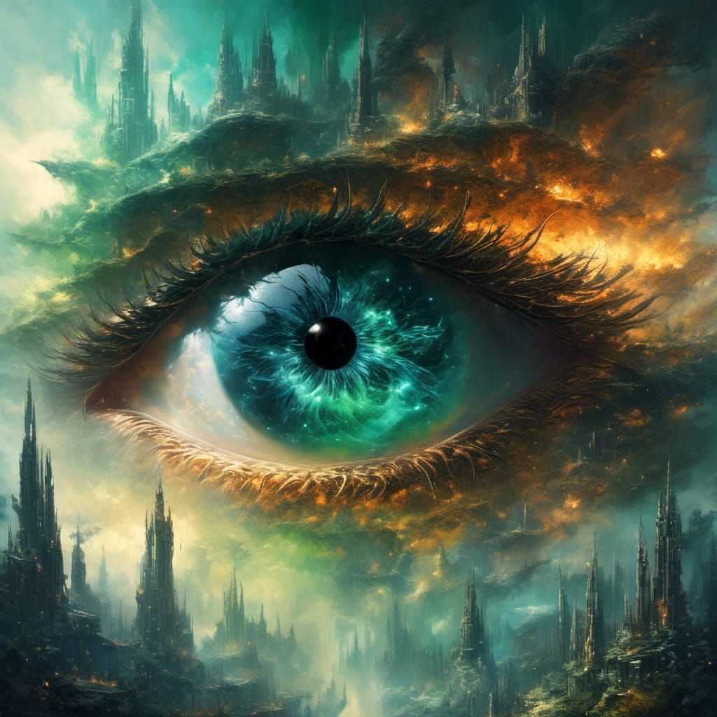 Nebula Eye Absorbs Planet in Dark Fantasy Art