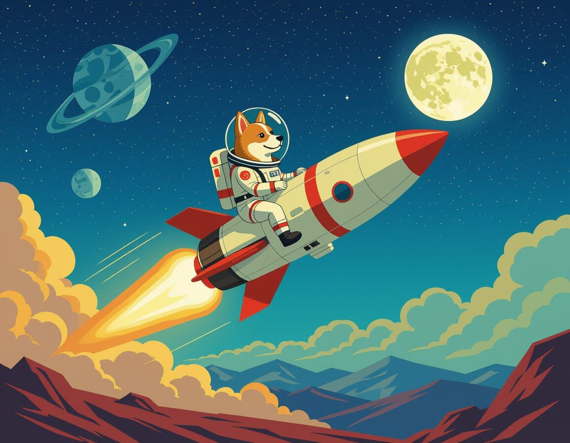 Laika in Space Suit on Lunar Mission