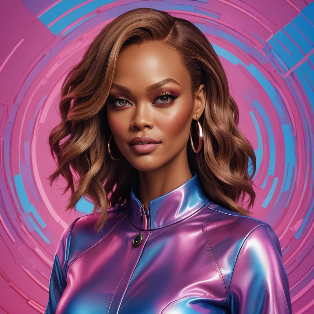 High-Fashion Portrait in Electric Blue and Pink