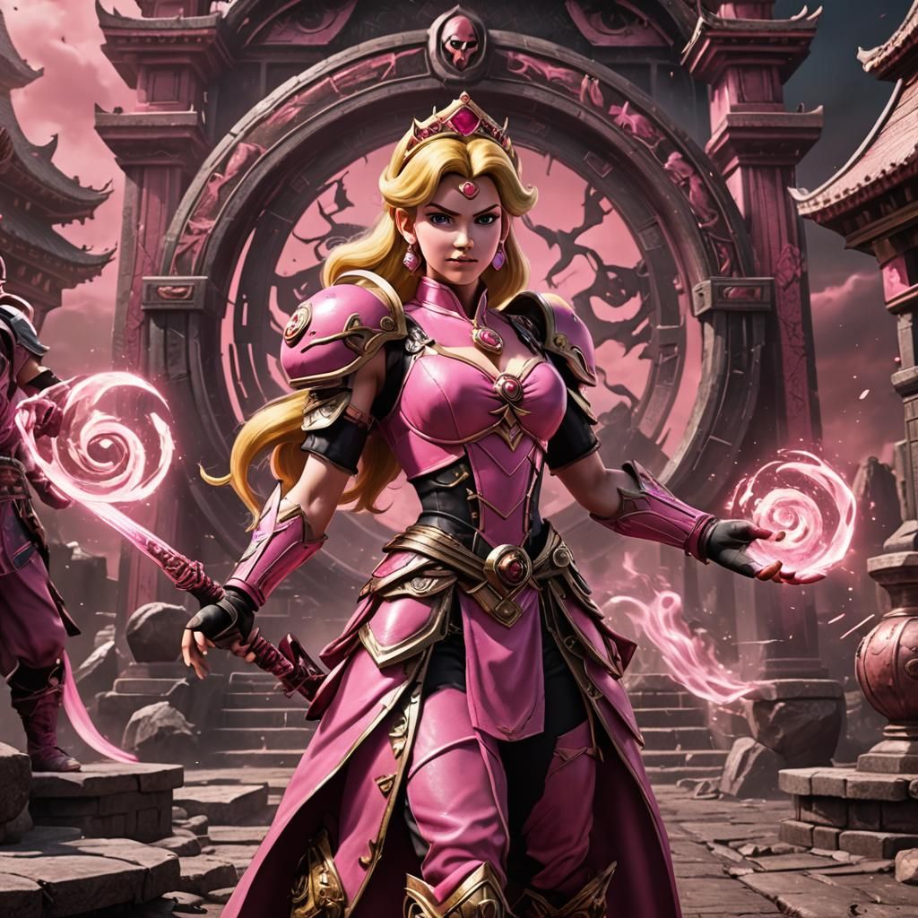 Princess Peach as the pink power mortal kombat