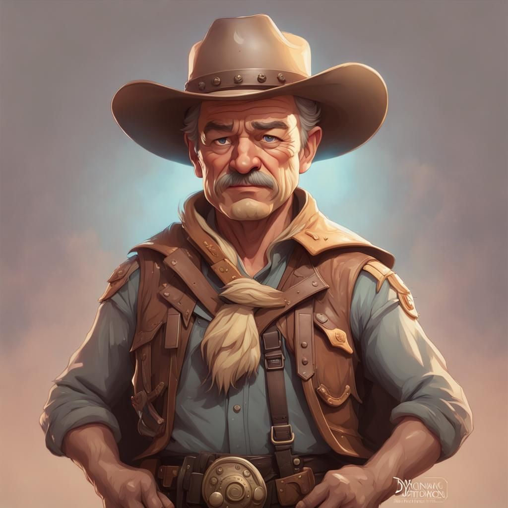 Adorable little chibi John Wayne and shoulders portrait, 8k resolution concept art portrait by Greg Rutkowski, Artgerm, ...