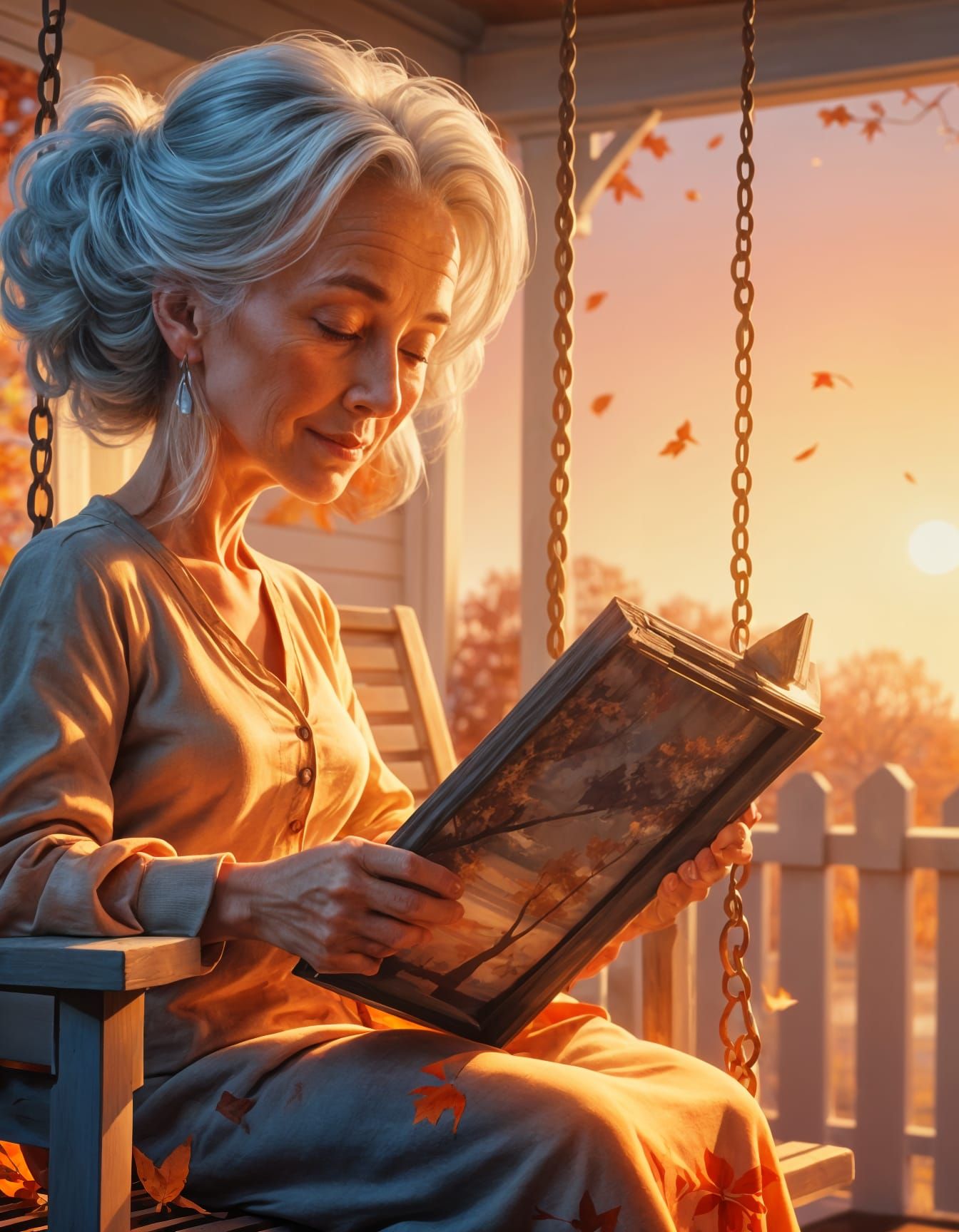 Hyperrealistic Farmhouse Time Lapse with Woman on Swing