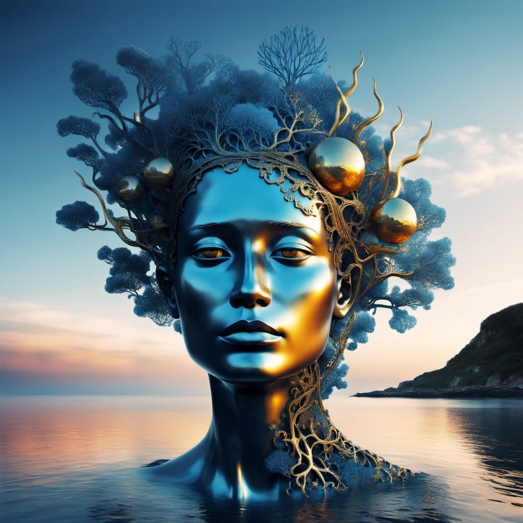 “ Ocean sculpture of a Human face DE nc “ (LEO-FlowState-1.5...