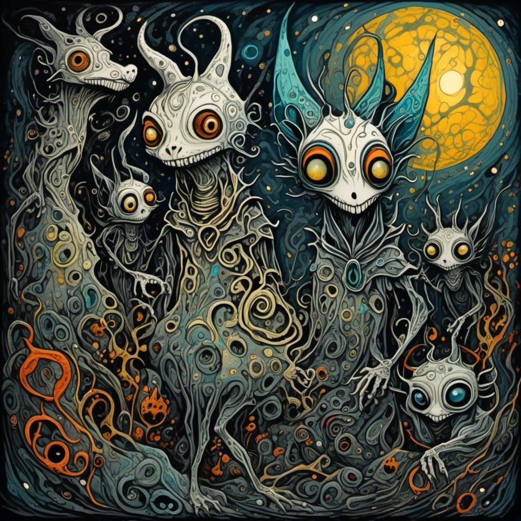 Dark Fantasy Witches Conjuring Elemental Magic