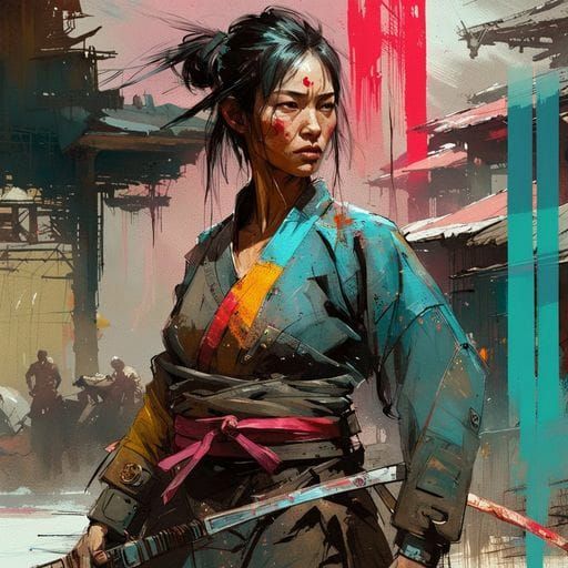 Asian Martial Arts Warrior Portrait in Oil