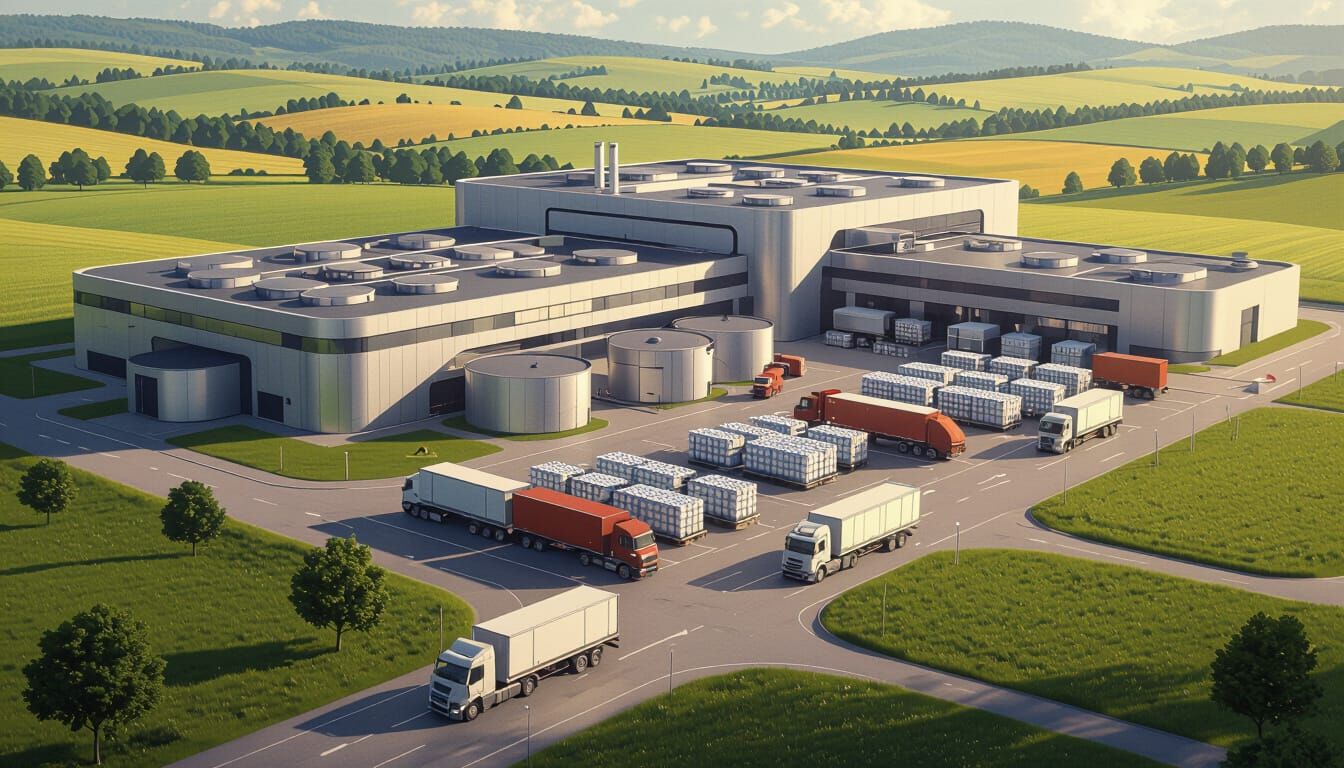 Aerial View of Modern Dairy Plant