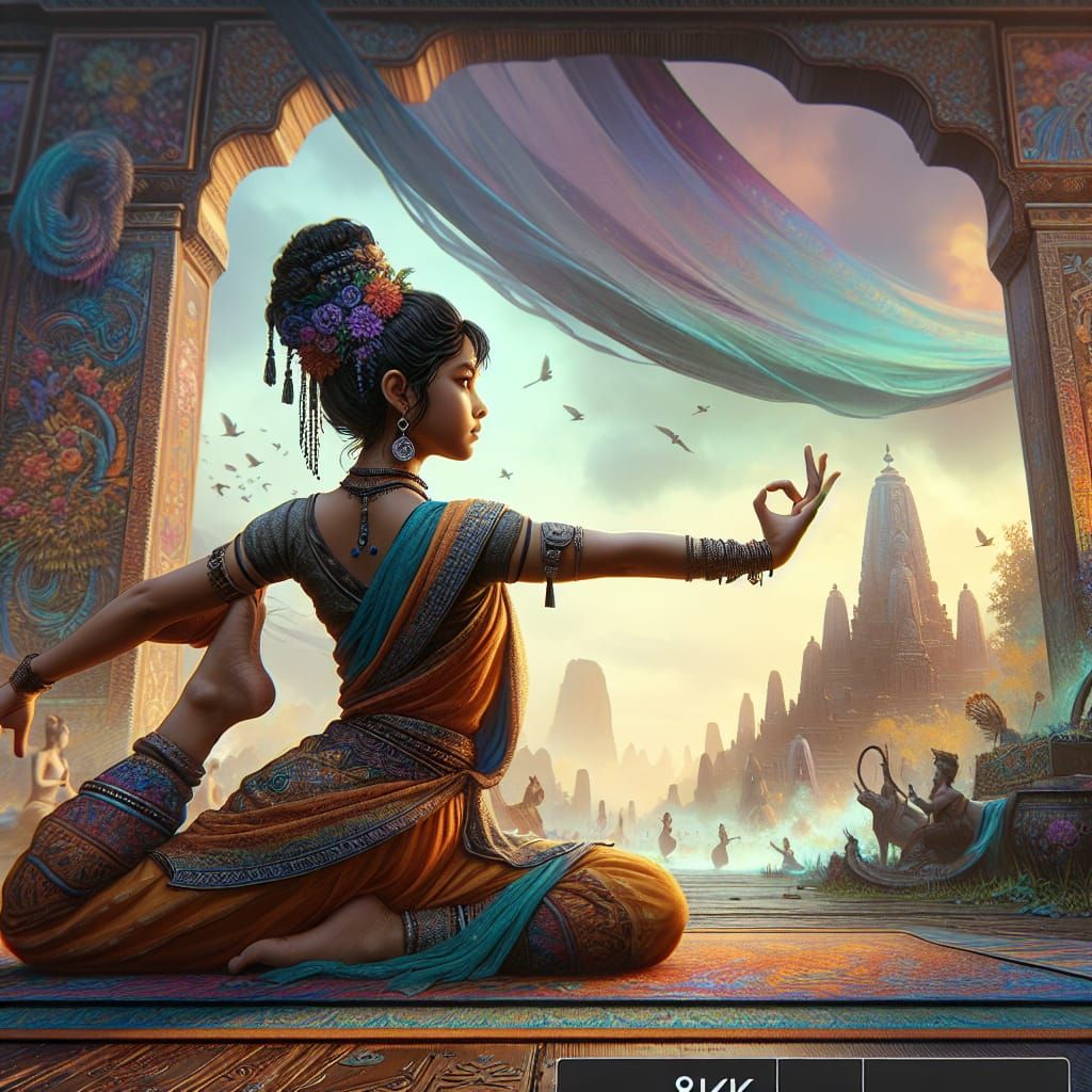 Girl in Warrior Pose: A Matte Painting