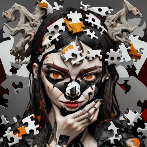 Fragmented Face: A Surreal Digital Collage in Anaglyph