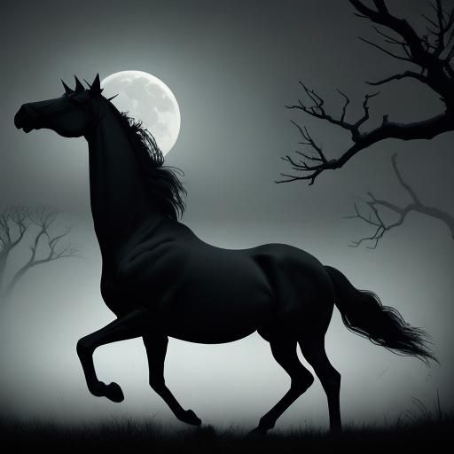 Ominous Horse Silhouette in Eerie Dystopian Style