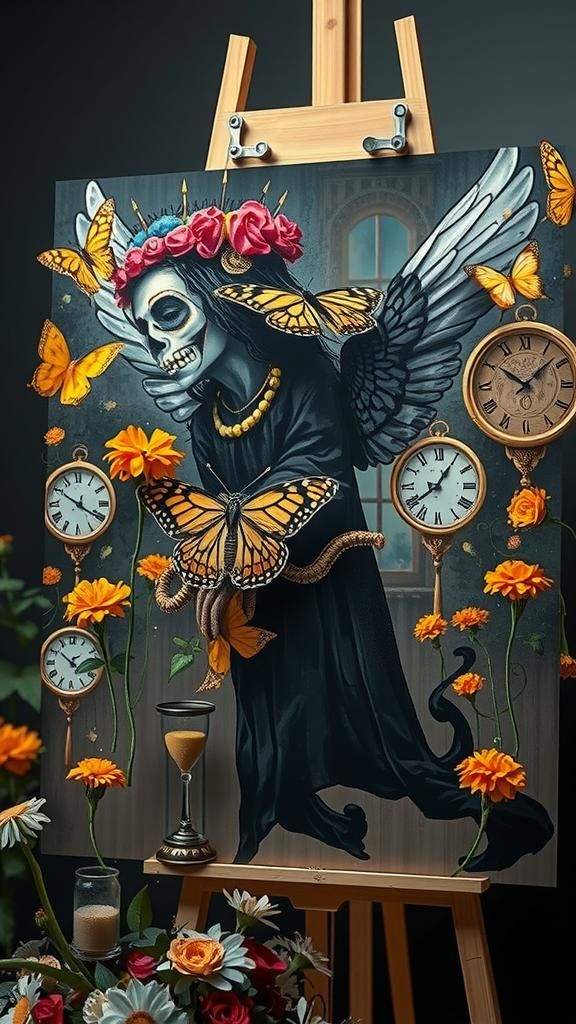 Angel of Mercy in Surreal Crayon Landscape