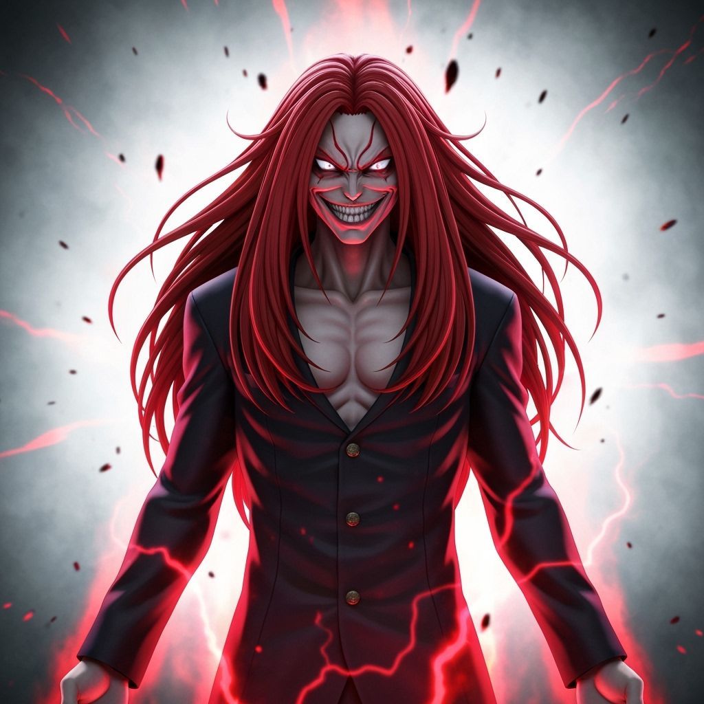 Terrifying Red-Haired Monster Emerges with Crimson Energy