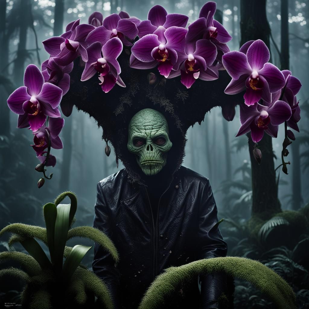 Dark Alien Forest with Scary Creature