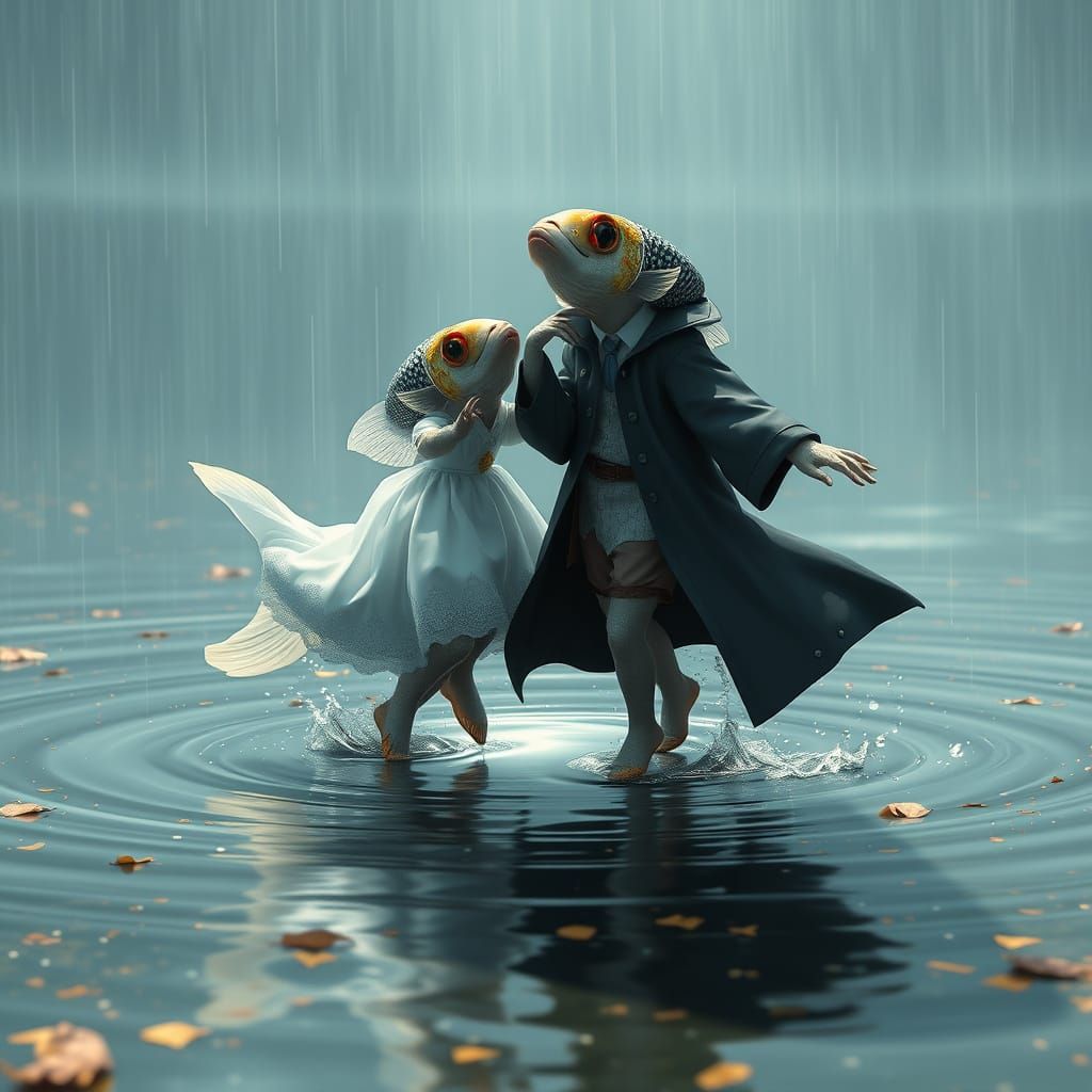 Dancing Fish in Lake