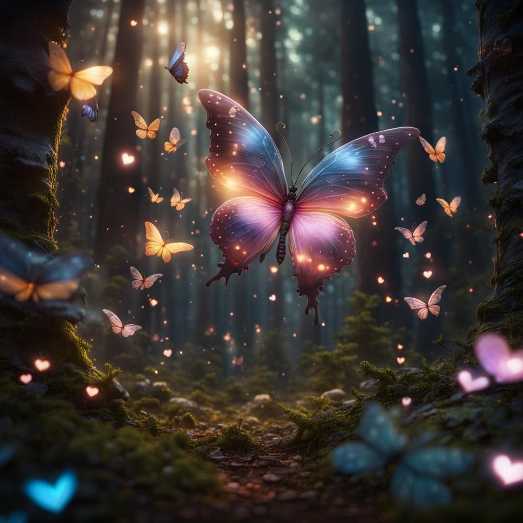 Fairy Butterflies in a Firefly Forest