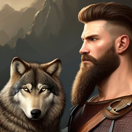 Viking with Wolf Cub