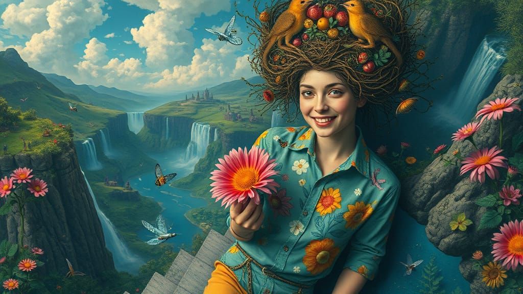 Psychedelic Floating Water City in Bosch Style