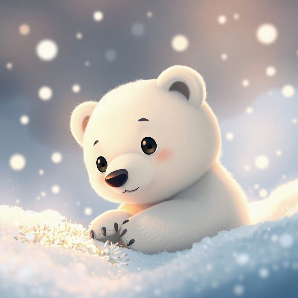 Adorable Baby Polar Bear in Vibrant Studio Ghibli Style