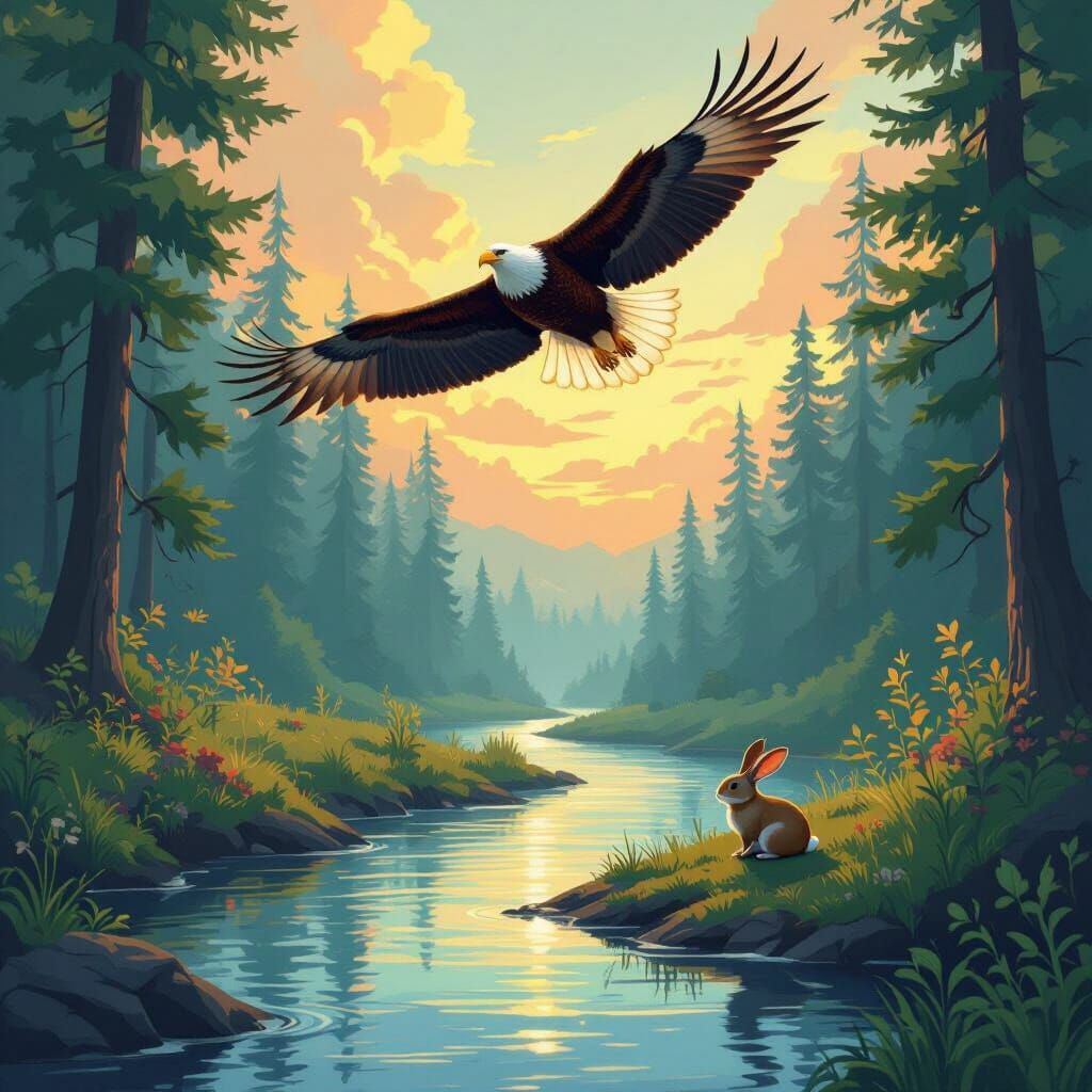 Eagle's View: River Winding Through Forest