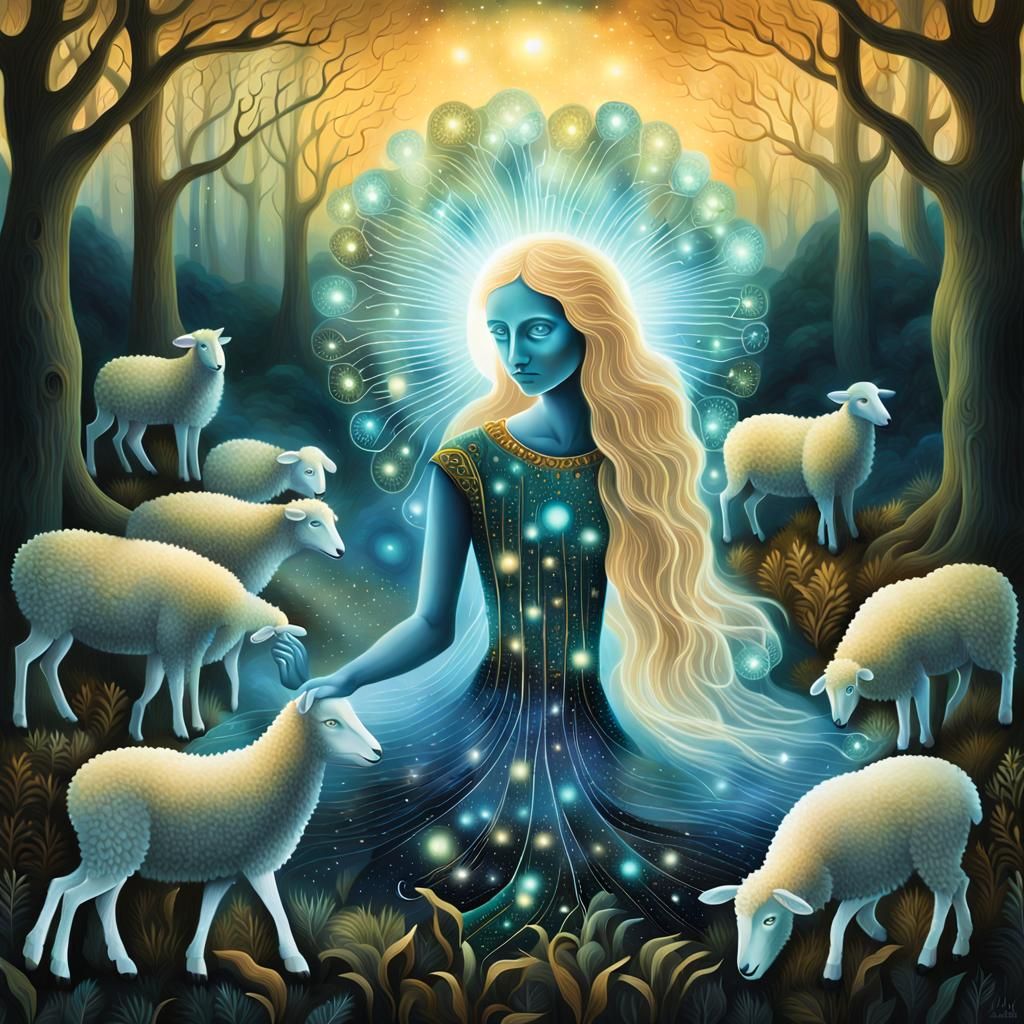 Glowing Melodysheep: A Bio Art Digital Collage