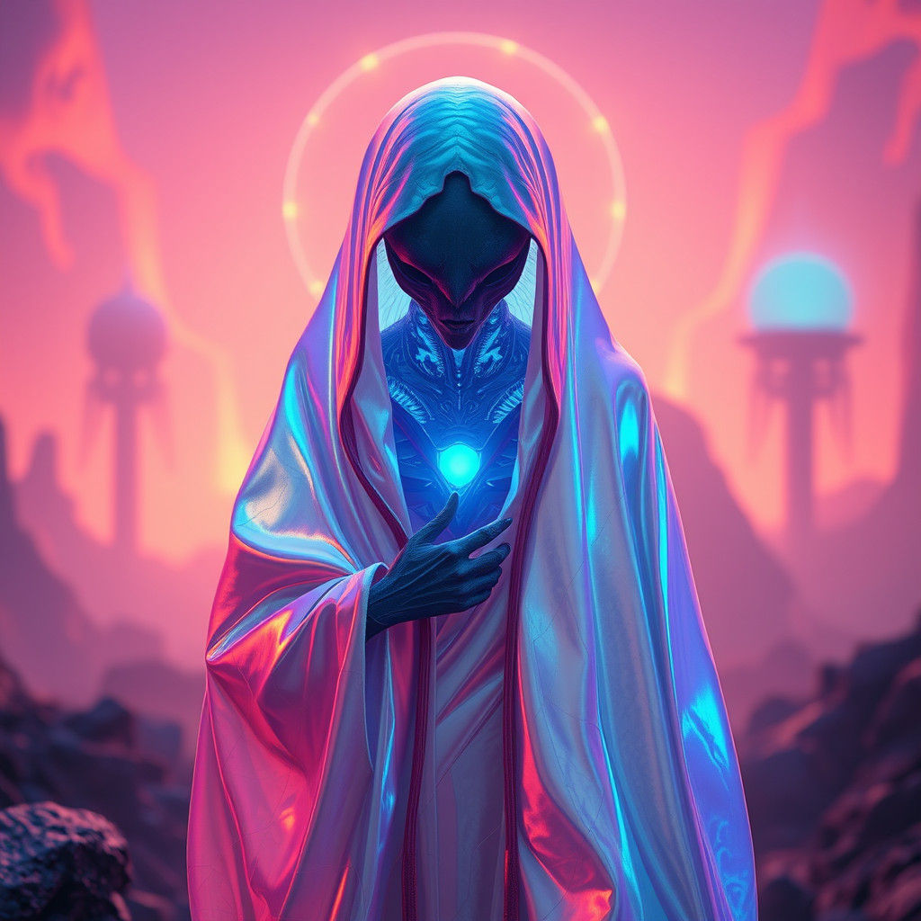 Mystical Alien Entity with Neon Glow