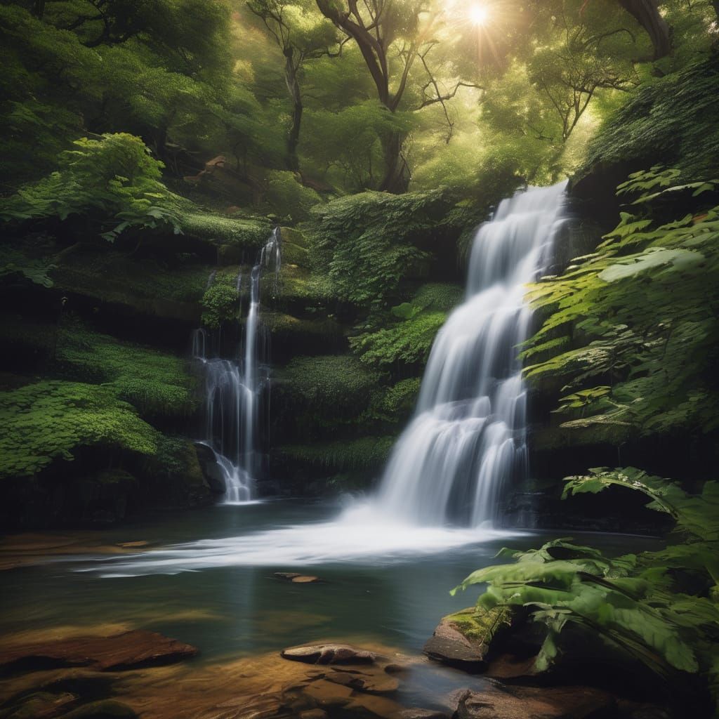 Waterfall in a Naturalistic Photography Style