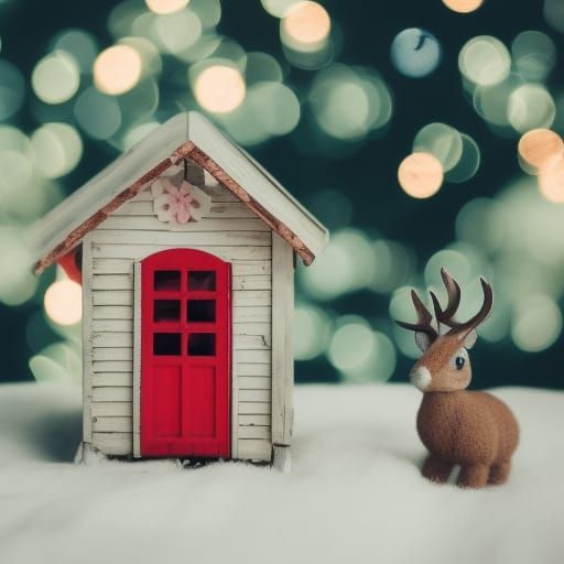Cozy Dollhouse with Toy Deer and Bunny