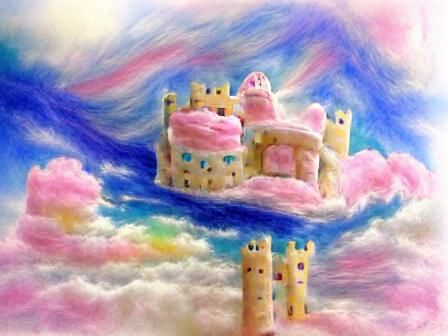 Pastel Castle in the Sky, Dreamlike Render