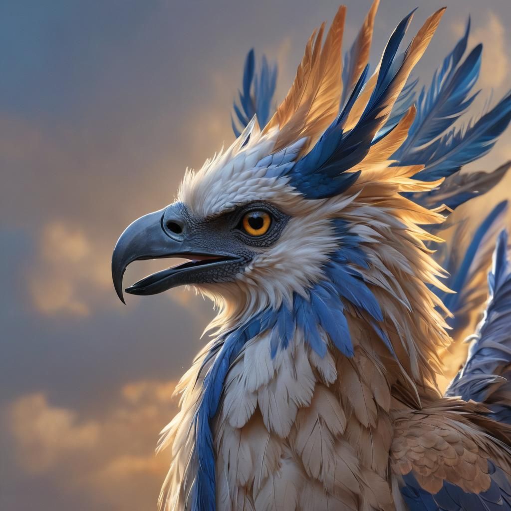 Majestic Blue Hippogriff Fantasy Concept Art
