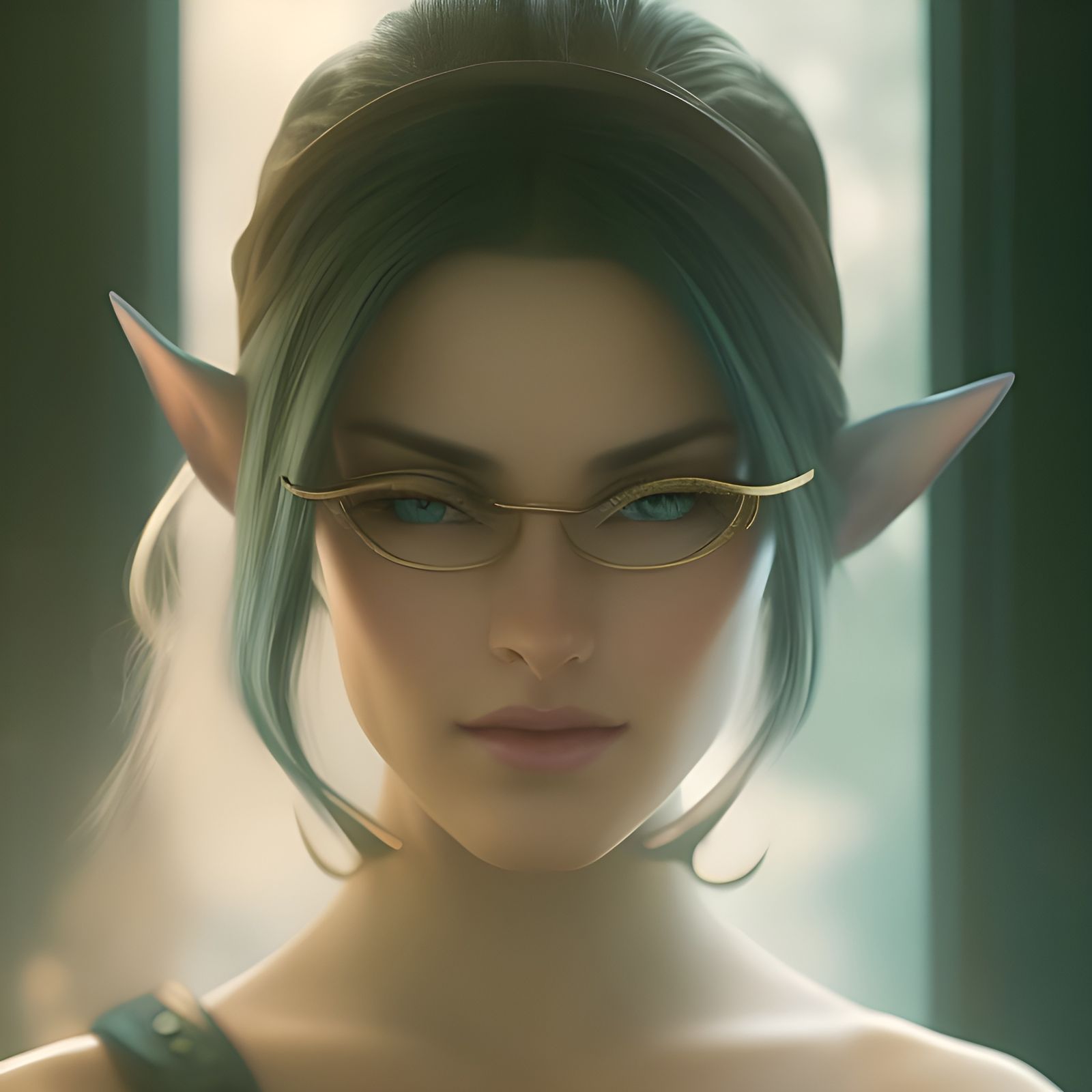 Elven Beauty with Blue Eyes, Detailed Digital Art