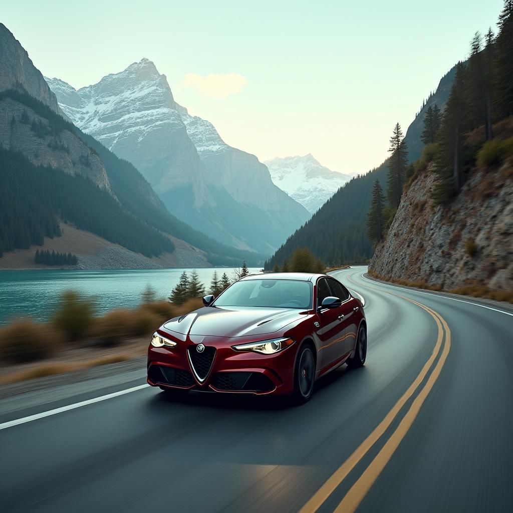 Alfa Romeo Giulia Veloce on Mountain Road
