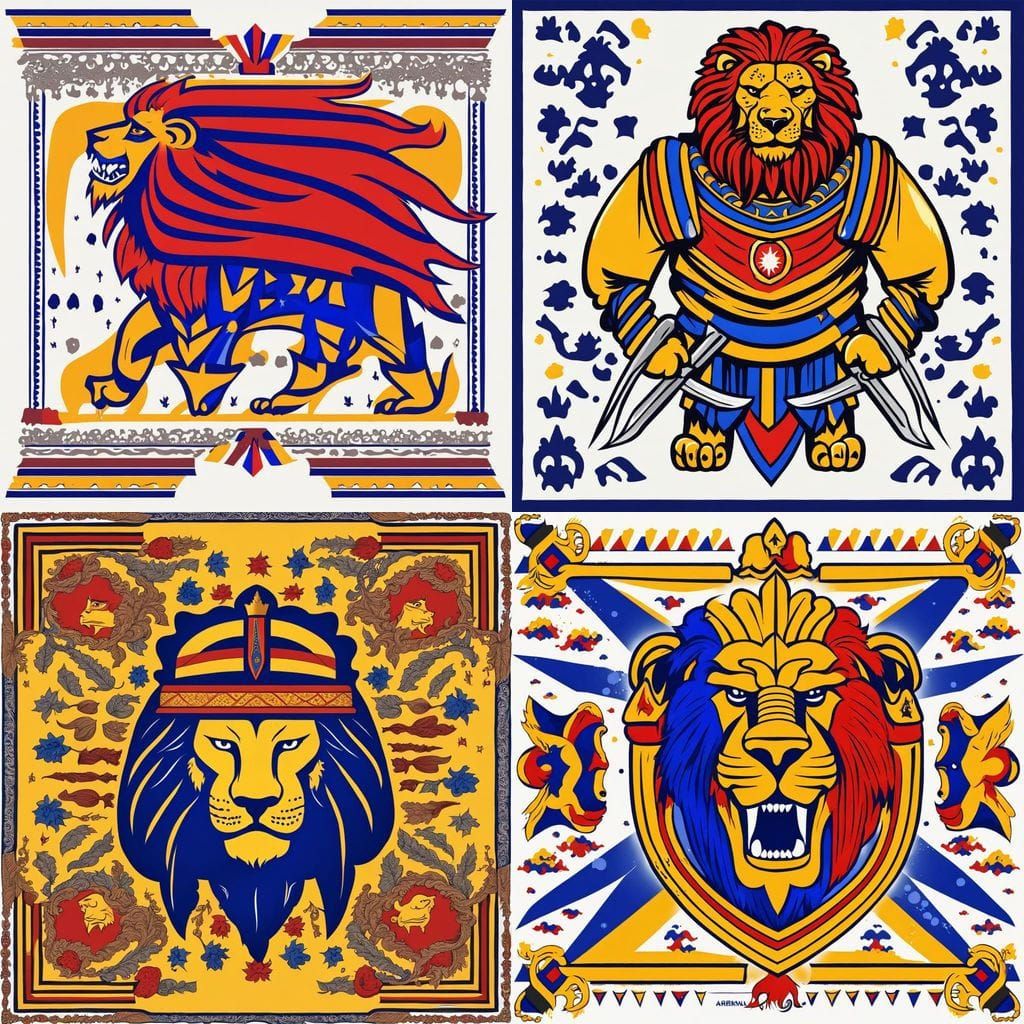 Ancient Warrior King in Armenian Colors