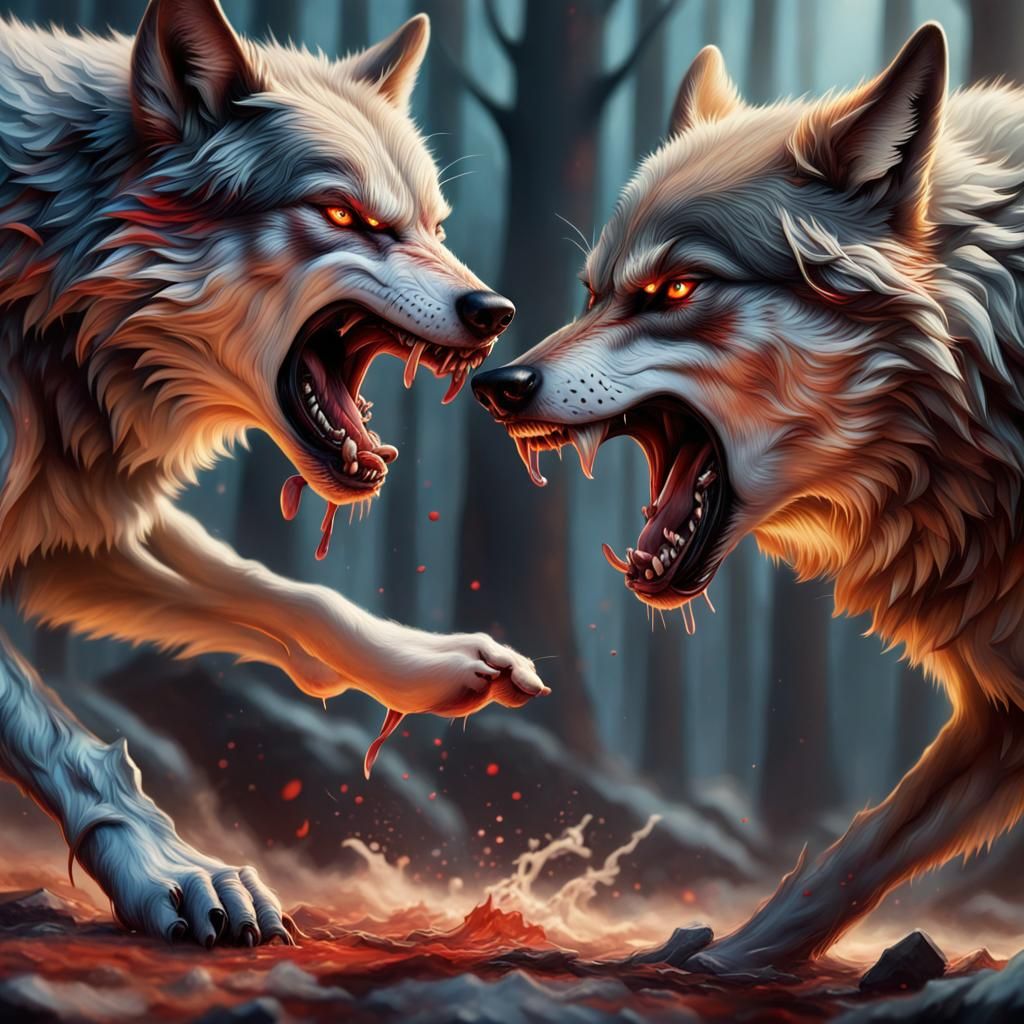 Vampires Versus Wolves in Hyperrealistic Splash Art