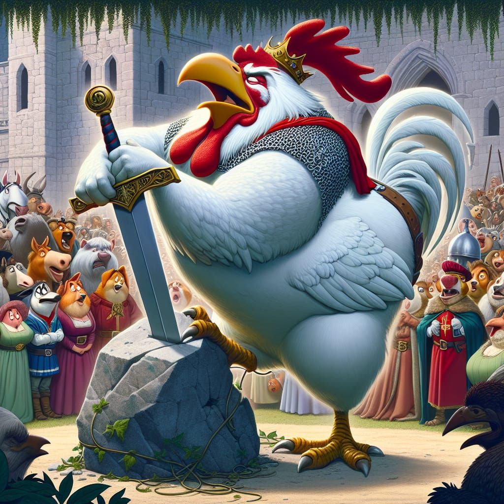 Foghorn Leghorn as King Arthur