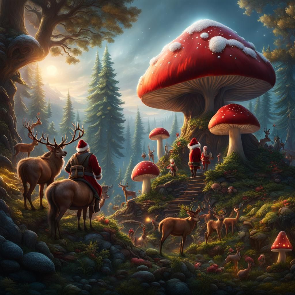 Santa Claus' Forest Home: A Matte Painting