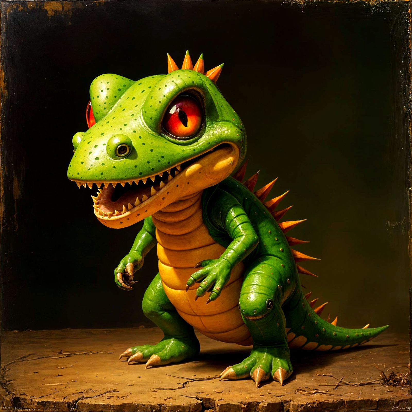 Realistic Petey Piranha in Oil Painting Style