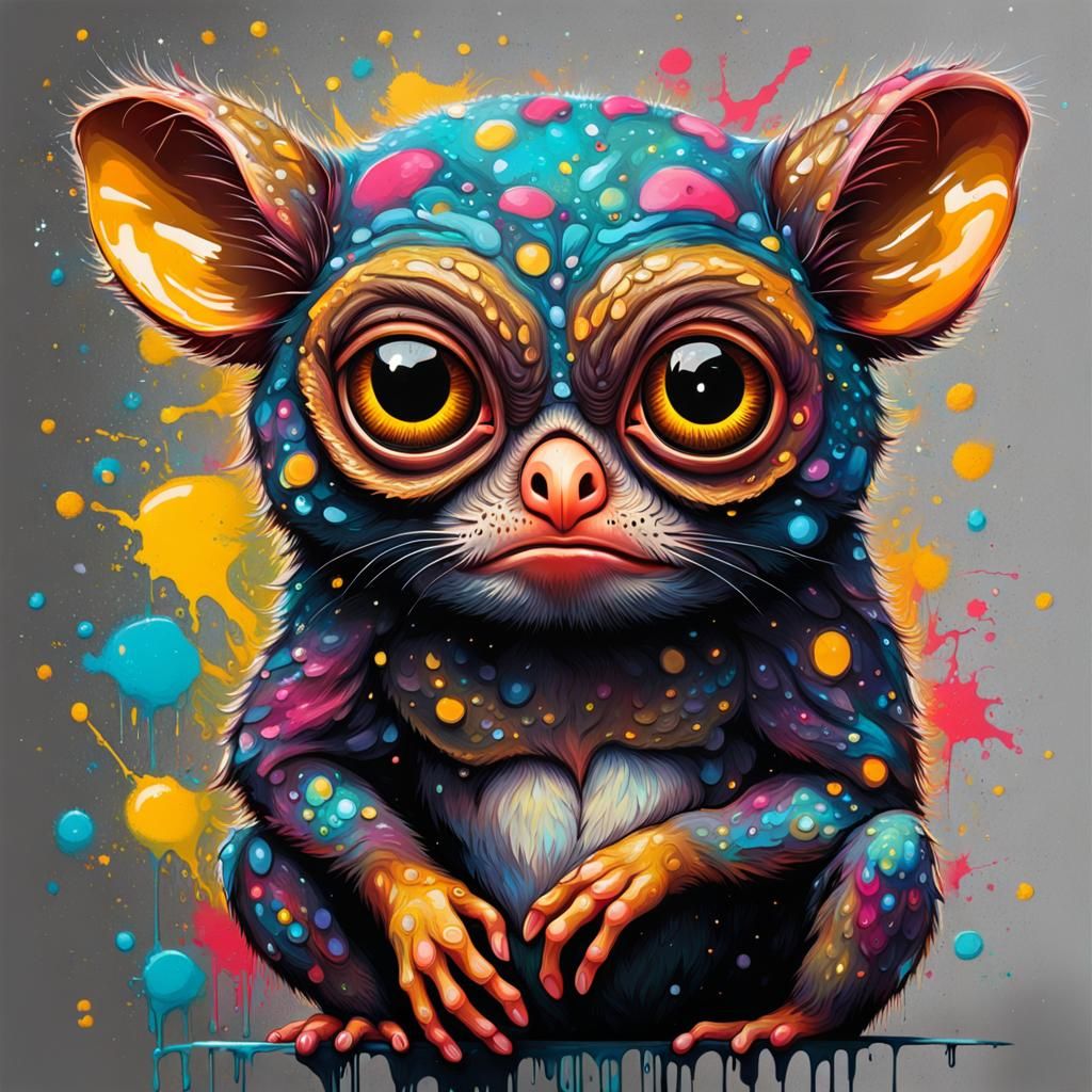 Sparkly Tarsier in Graffiti Splash Art Style