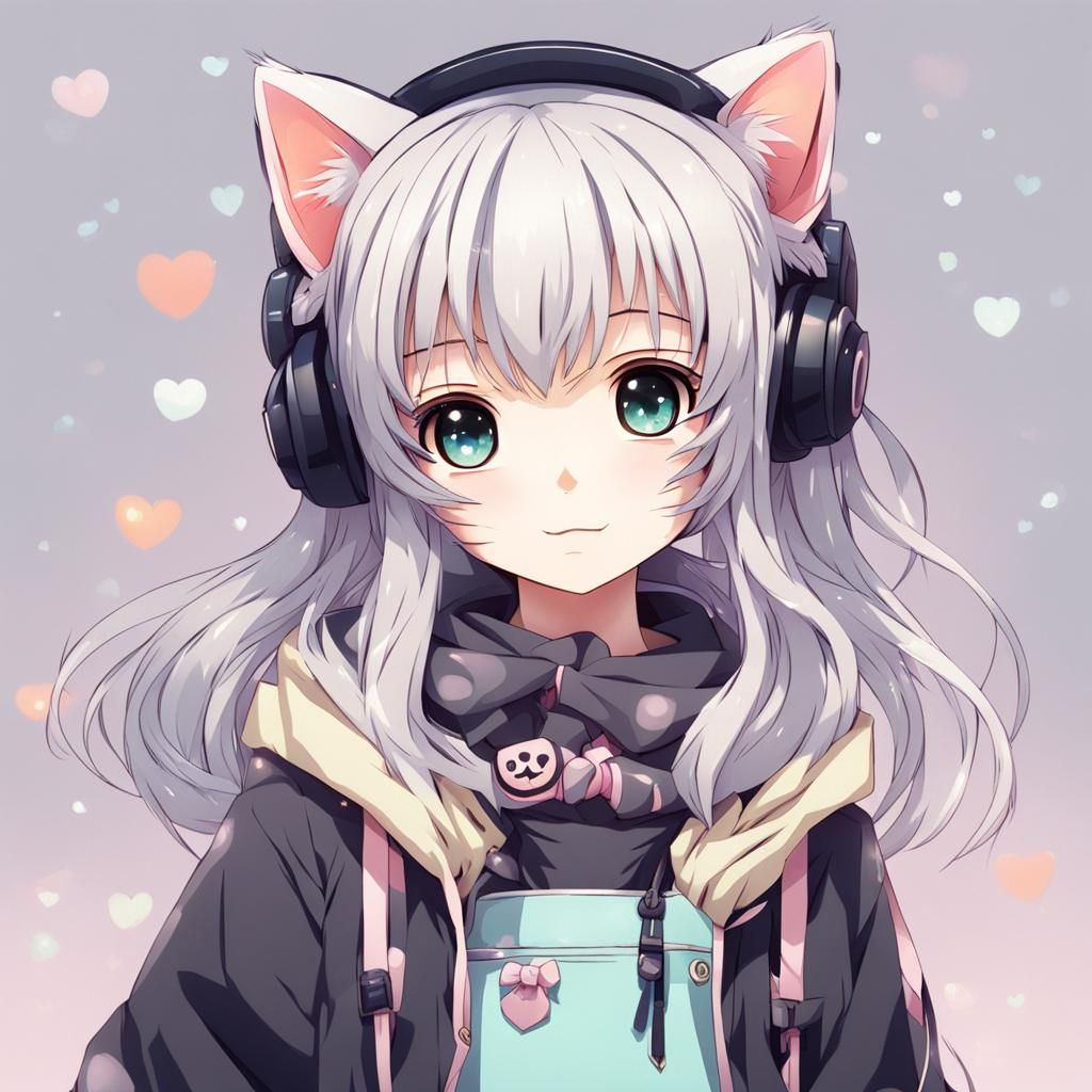 Cute Anime Cat Girl Illustration