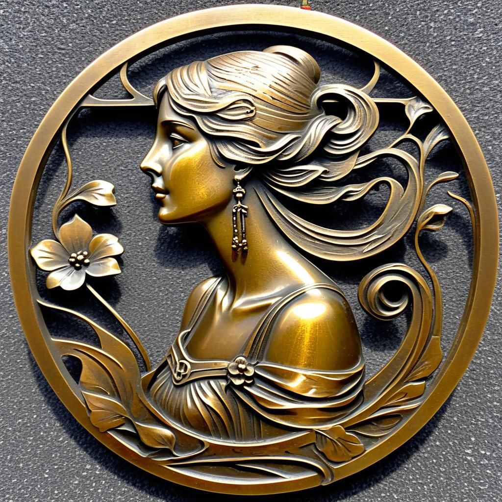Art Nouveau Bronze Lady Illustration