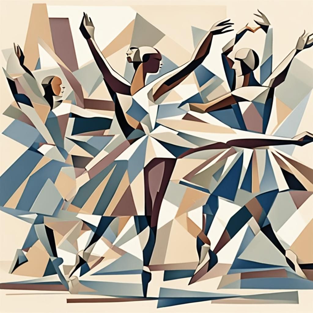 Ballerina Pirouette in Cubist Style