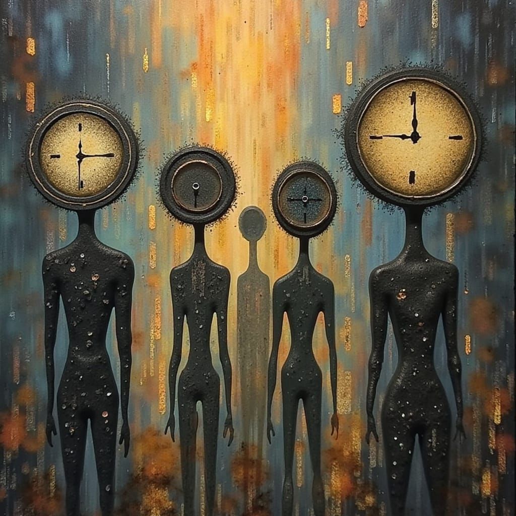 Clockwork City: Silhouettes with Clock Heads