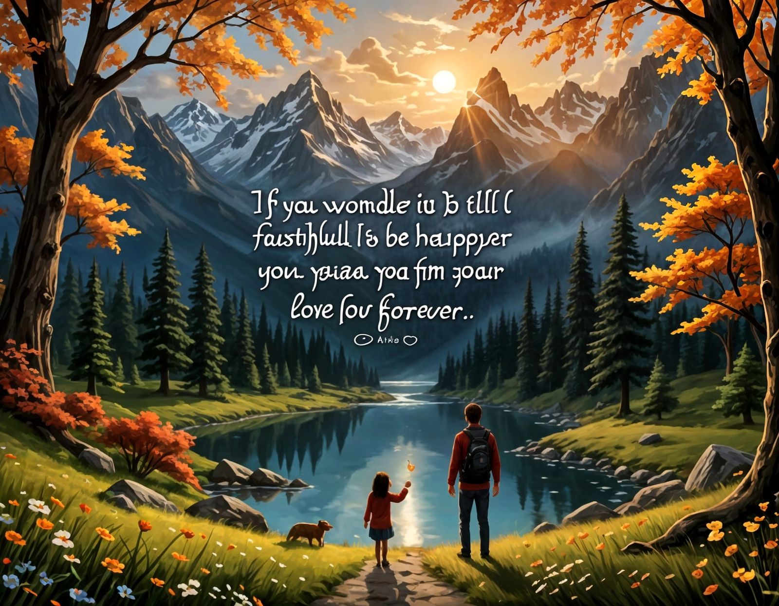 Couple Embracing in a Romantic Sunset