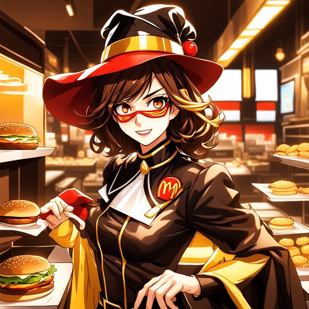 McDonald's Hamburglar as Anime Cartoon Woman