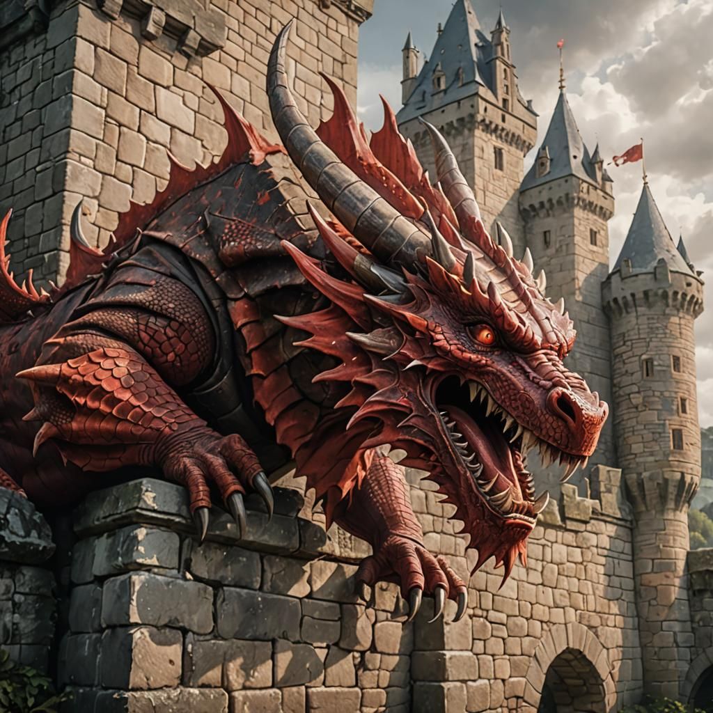 Red Dragon Breaching Castle Wall
