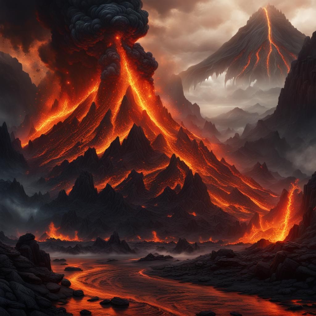 Epic Lava Ritual: A Digital Matte Painting